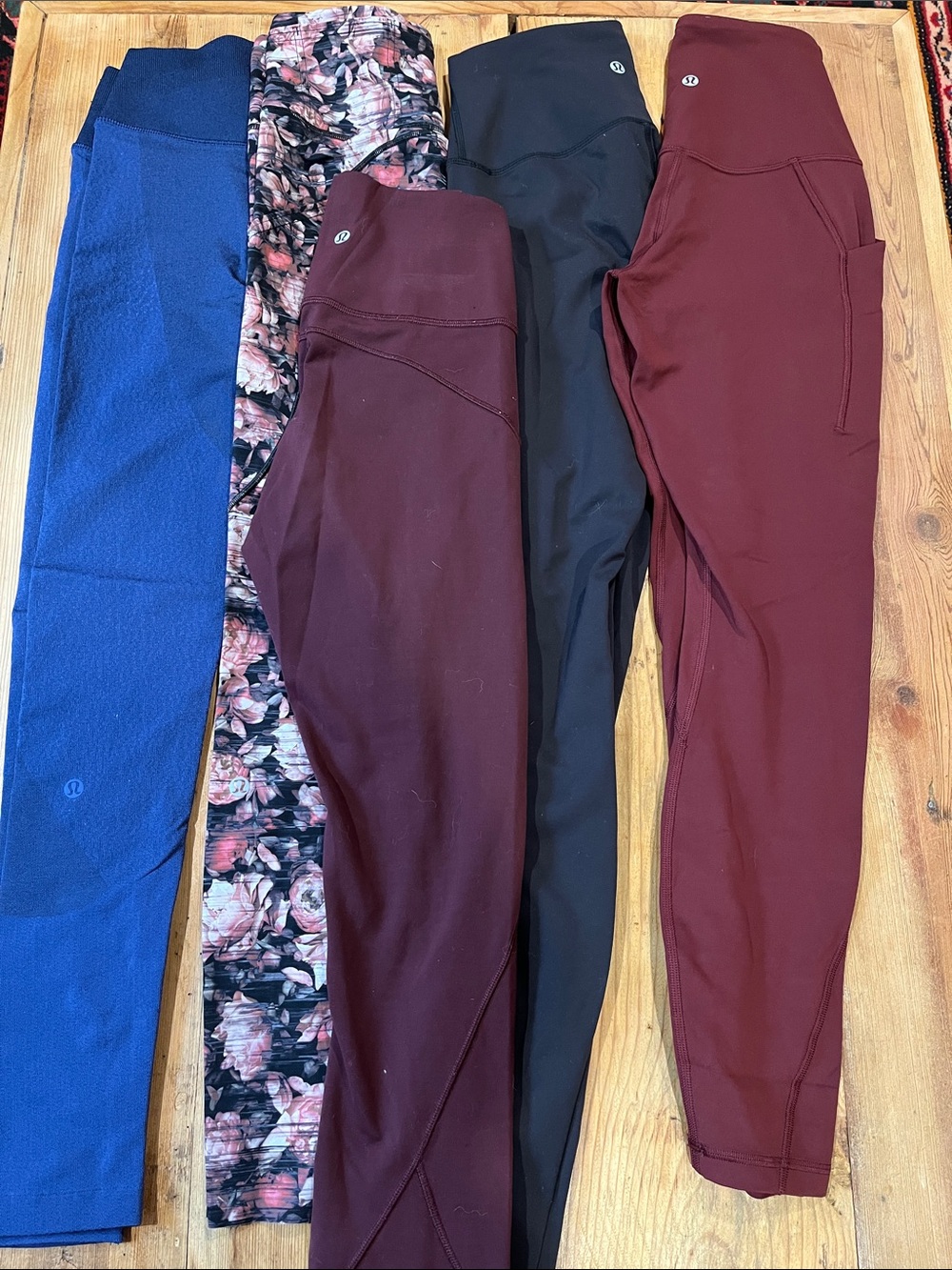 Set/5 LULULEMON 4 Leggings Solids Floral Seamless Pockets